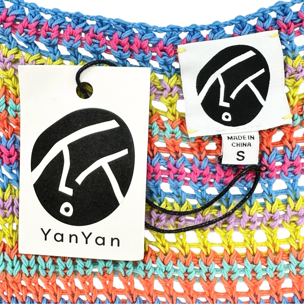 Nwt Yanyan Knits Float Tunic - Purple Green Rainbow Knit Sleeveless Tunic Sz S — image 5 of 7